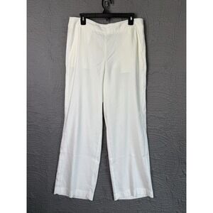 NWT CHICOS Size 2R White Wide Leg Linen Blend Pants‎ Women's Casual Resort